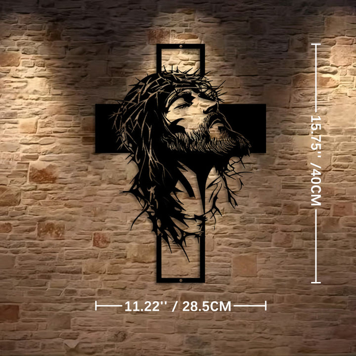 Christianartworkshop Crown of Thorns Jesus Cross Metal Wall Decor: Heartfelt Faith Statement  - Black - 11.22''*15.75''*0.04''/28.5cm*40cm*0.1cm - image 2