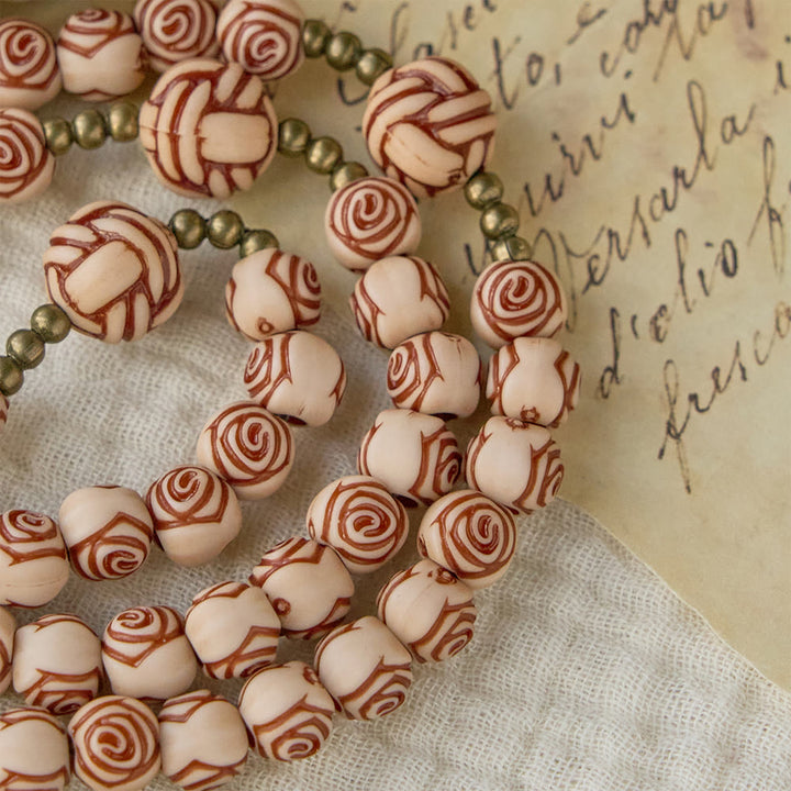 Christianartworkshop Rose-Bead Rosary with Bronze Crucifix: Our Lady Medallion for Devotion - image 4