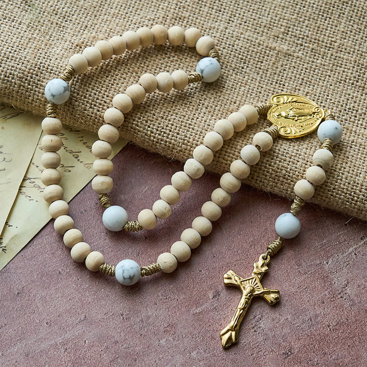 Christianartworkshop Tranquil Devotion Wood Rosary: Turquoise Accents for Daily Prayer - image 2