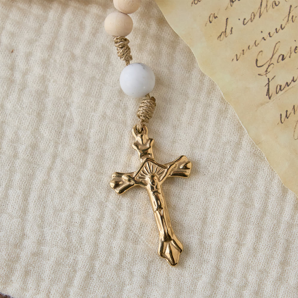Christianartworkshop Tranquil Devotion Wood Rosary: Turquoise Accents for Daily Prayer - image 4