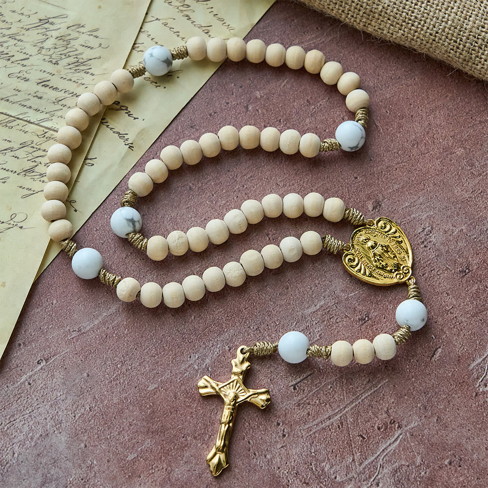 Christianartworkshop Tranquil Devotion Wood Rosary: Turquoise Accents for Daily Prayer - Wood & Turquoise - image 0