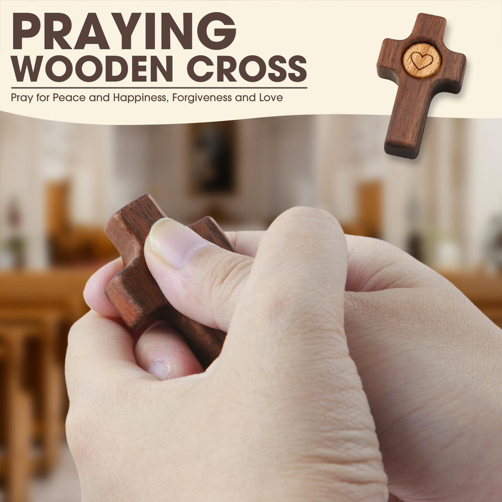 Christianartworkshop Black Walnut Pocket Cross with Heart Inlay: A Symbol of Christ’s Unfailing Love - image 1