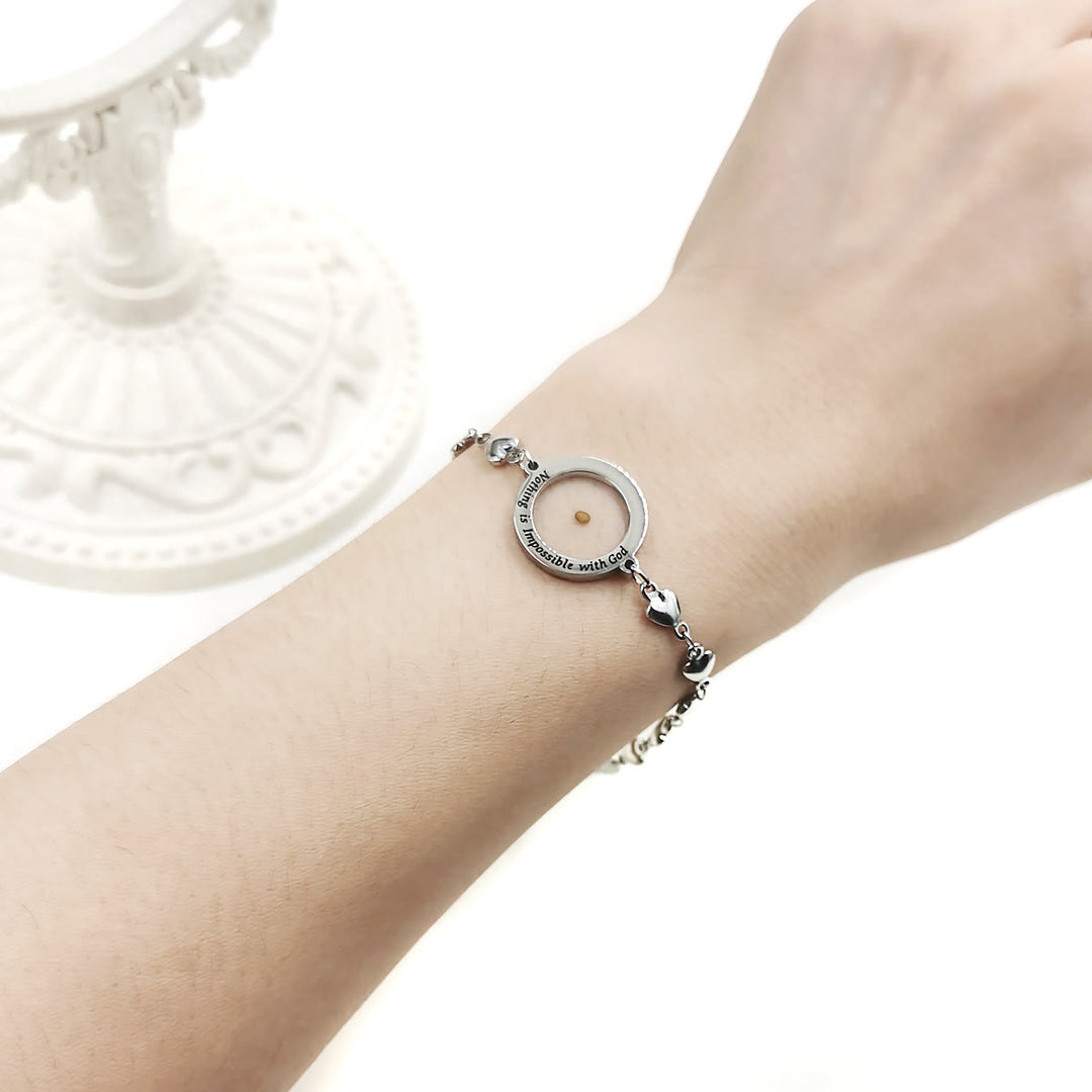 Christianartworkshop Matthew 17:20 & Luke 1:37 with Mustard Seed Bracelet: Heart Links with Zircon Dot Detail - image 17