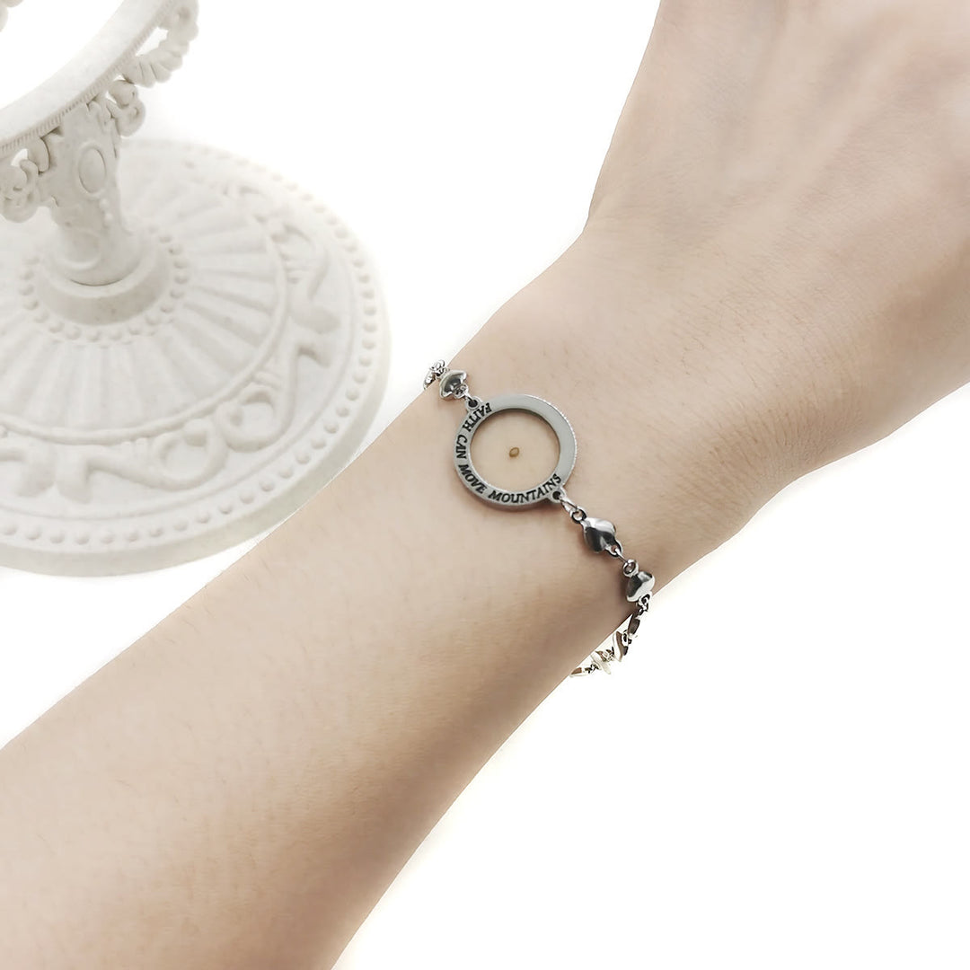 Christianartworkshop Matthew 17:20 & Luke 1:37 with Mustard Seed Bracelet: Heart Links with Zircon Dot Detail - image 12