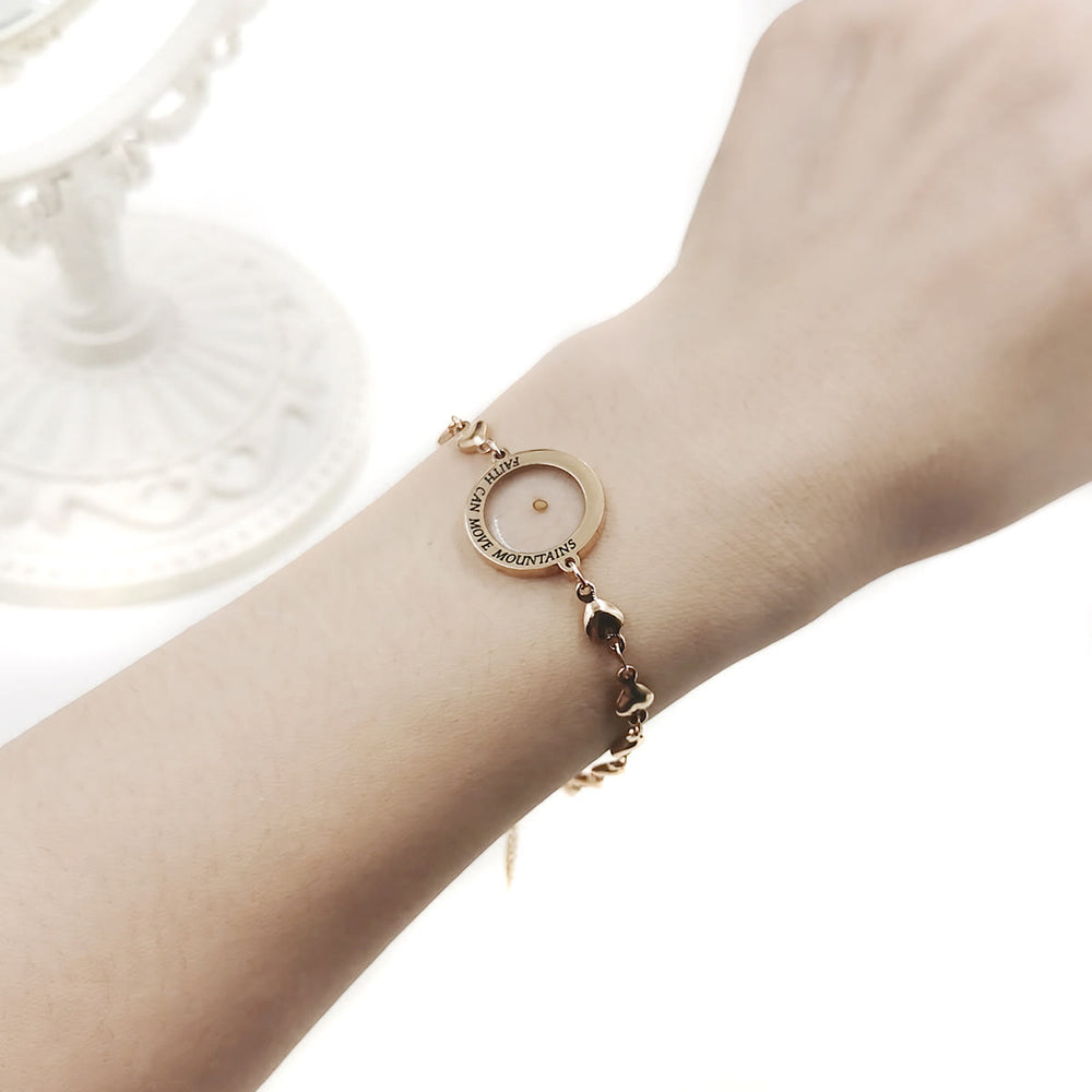 Christianartworkshop Matthew 17:20 & Luke 1:37 with Mustard Seed Bracelet: Heart Links with Zircon Dot Detail - image 1