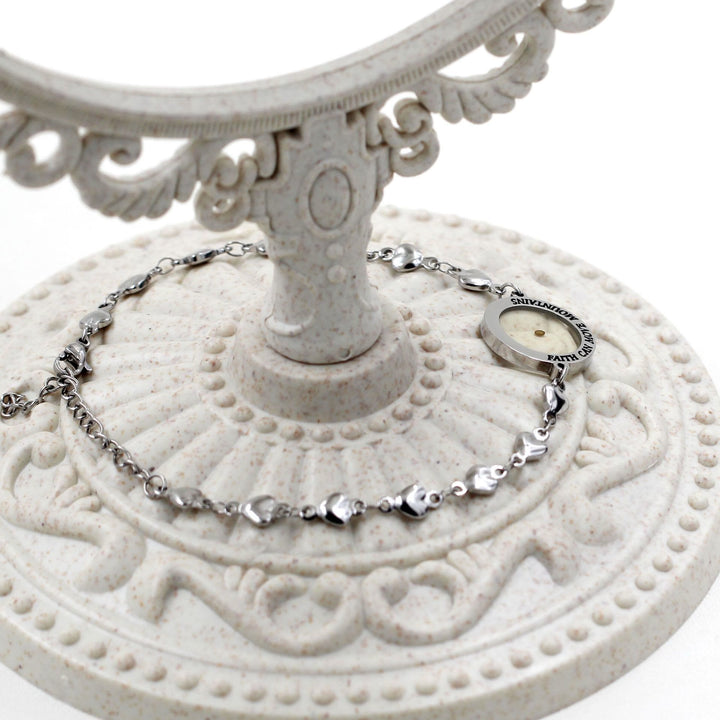 Christianartworkshop Matthew 17:20 & Luke 1:37 with Mustard Seed Bracelet: Heart Links with Zircon Dot Detail - image 15