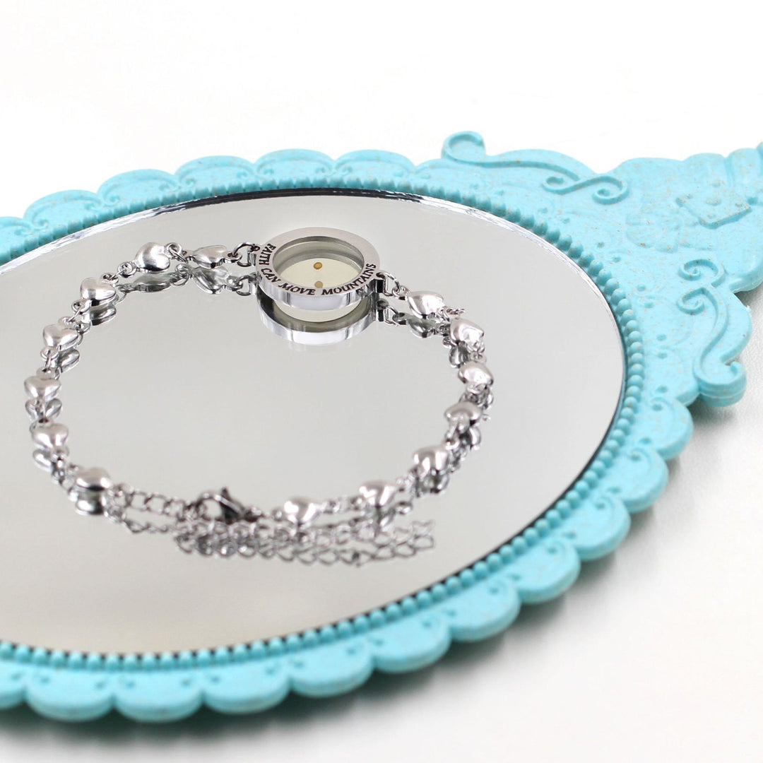 Christianartworkshop Matthew 17:20 & Luke 1:37 with Mustard Seed Bracelet: Heart Links with Zircon Dot Detail - image 14