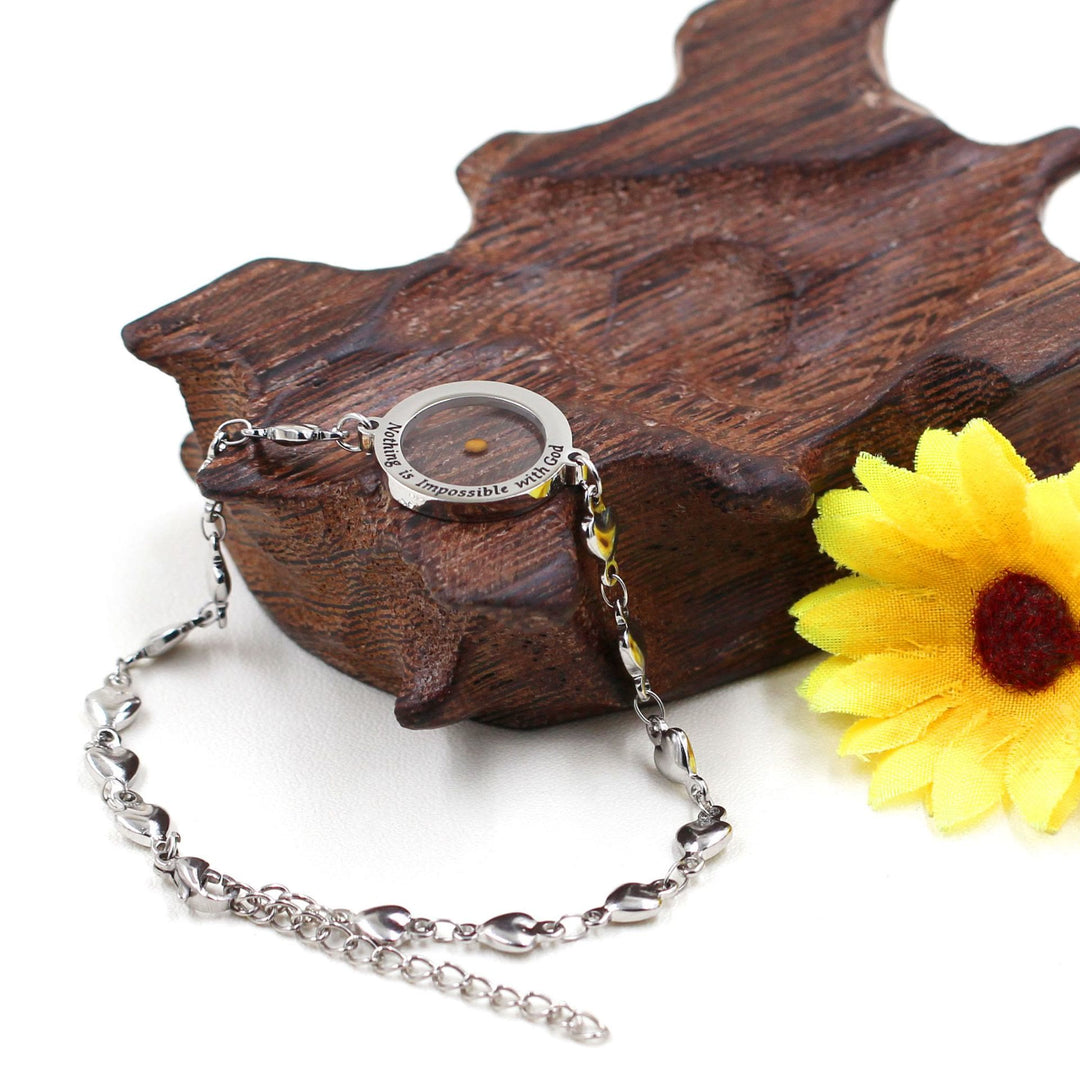 Christianartworkshop Matthew 17:20 & Luke 1:37 with Mustard Seed Bracelet: Heart Links with Zircon Dot Detail - image 18