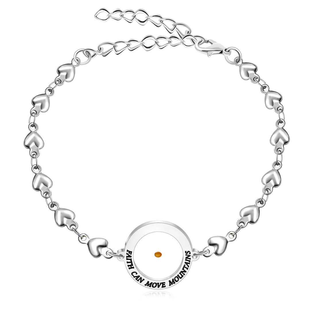 Christianartworkshop Matthew 17:20 & Luke 1:37 with Mustard Seed Bracelet: Heart Links with Zircon Dot Detail - Silver - Matthew 17:20 - image 11