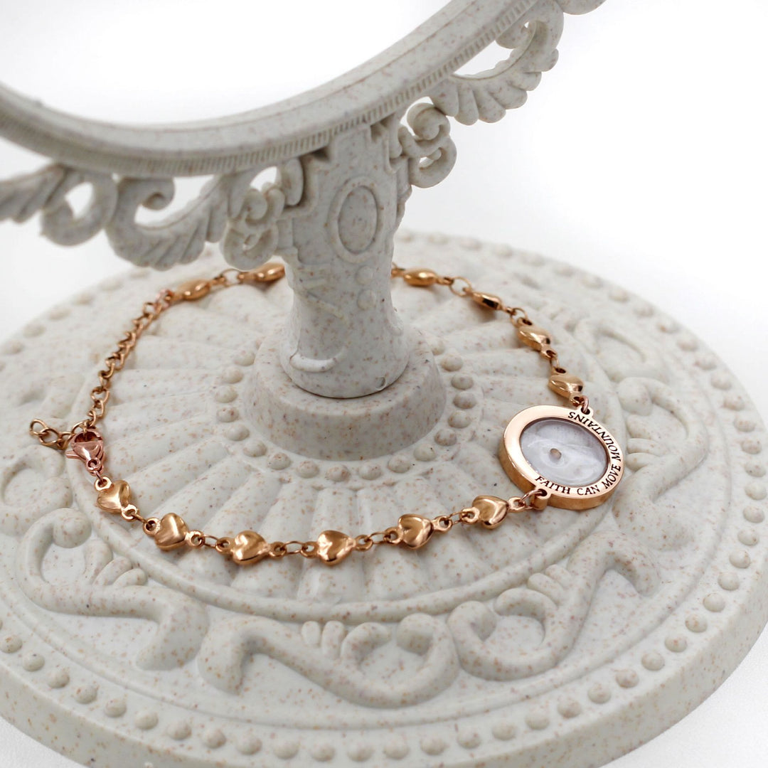 Christianartworkshop Matthew 17:20 & Luke 1:37 with Mustard Seed Bracelet: Heart Links with Zircon Dot Detail - image 5