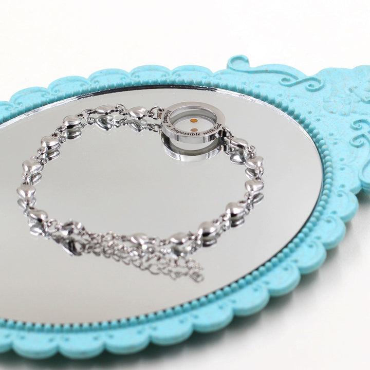 Christianartworkshop Matthew 17:20 & Luke 1:37 with Mustard Seed Bracelet: Heart Links with Zircon Dot Detail - image 19