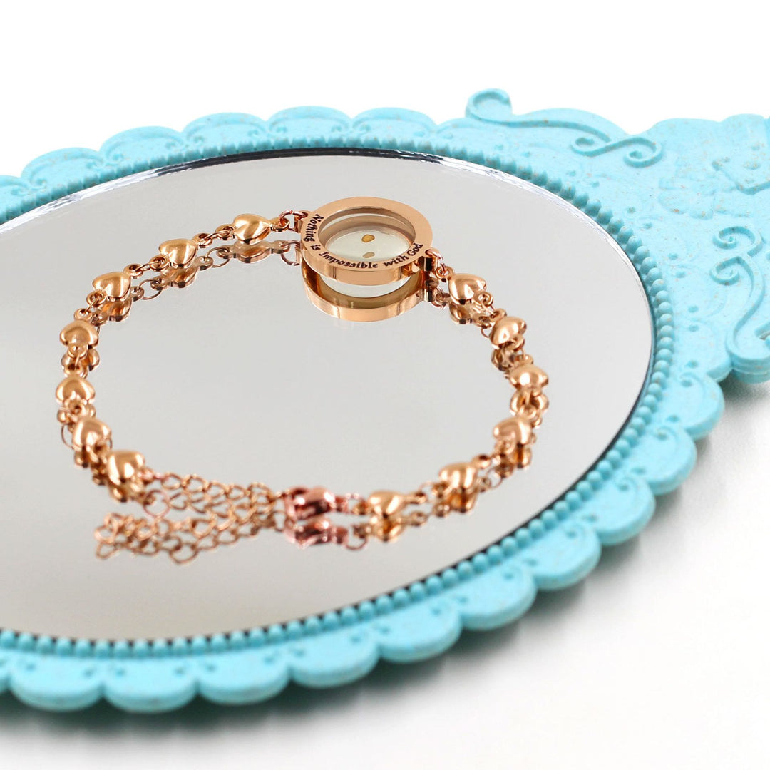 Christianartworkshop Matthew 17:20 & Luke 1:37 with Mustard Seed Bracelet: Heart Links with Zircon Dot Detail - image 9