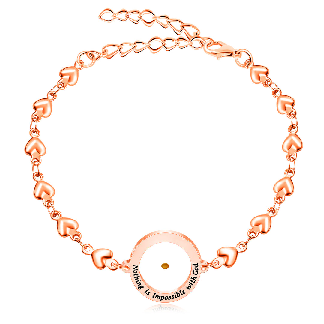 Christianartworkshop Matthew 17:20 & Luke 1:37 with Mustard Seed Bracelet: Heart Links with Zircon Dot Detail - Rosegold - Luke 1:37 - image 6