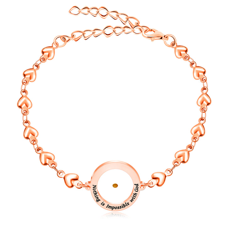 Christianartworkshop Matthew 17:20 & Luke 1:37 with Mustard Seed Bracelet: Heart Links with Zircon Dot Detail - Rosegold - Luke 1:37 - image 6