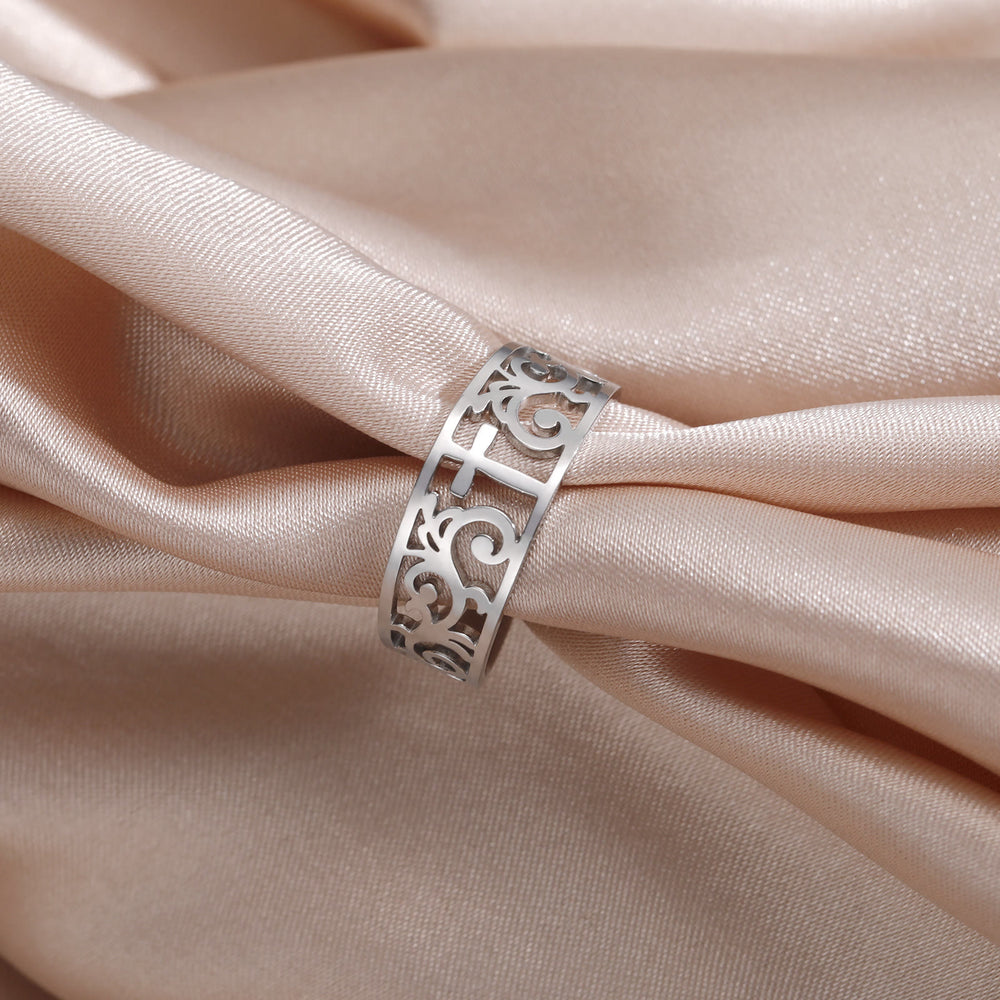 Christianartworkshop Filigree Cross Cutout Ring: A Symbol of Christ’s Enduring Grace - Silver(Suitable for US sizes 8 - 9) - image 1