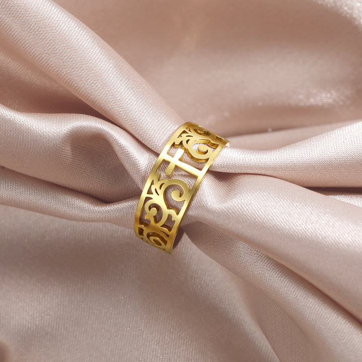 Christianartworkshop Filigree Cross Cutout Ring: A Symbol of Christ’s Enduring Grace - Golden(Suitable for US sizes 8 - 9) - image 3