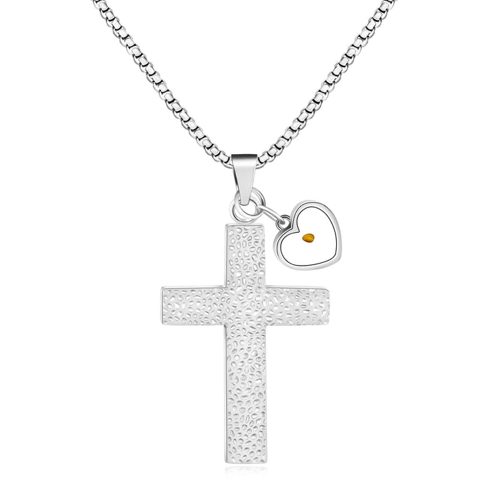 Christianartworkshop Textured Cross Mustard Seed Necklace: Metallic Charms for Spiritual Reminders - Silver - image 6