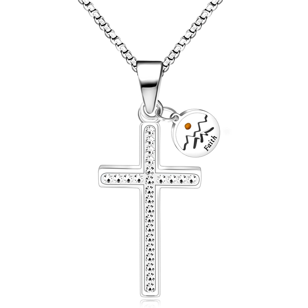 Christianartworkshop Zircon-Studded Mustard Seed Cross: Mountain Motif for Daily Faith - Silver - image 7