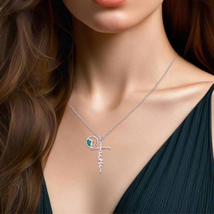 Christianartworkshop Faith Script Cross Mustard Seed Necklace: A Symbol of Mountain-Moving Belief - image 1