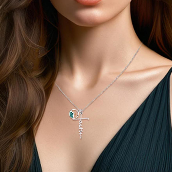 Christianartworkshop Faith Script Cross Mustard Seed Necklace: A Symbol of Mountain-Moving Belief - image 1
