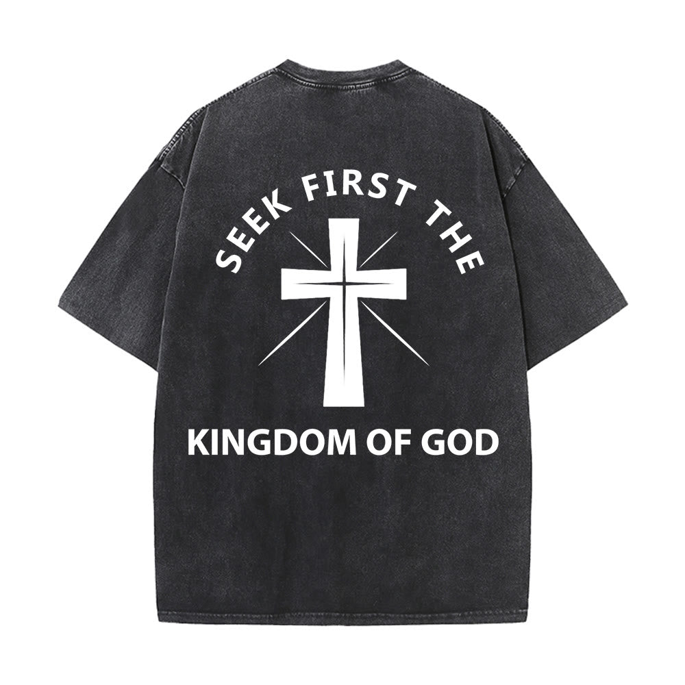 Christianartworkshop Seek First the Kingdom of God Unisex Washed T-Shirt - image 1