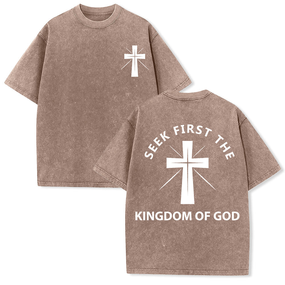 Christianartworkshop Seek First the Kingdom of God Unisex Washed T-Shirt - Coffee - 5XL - image 15