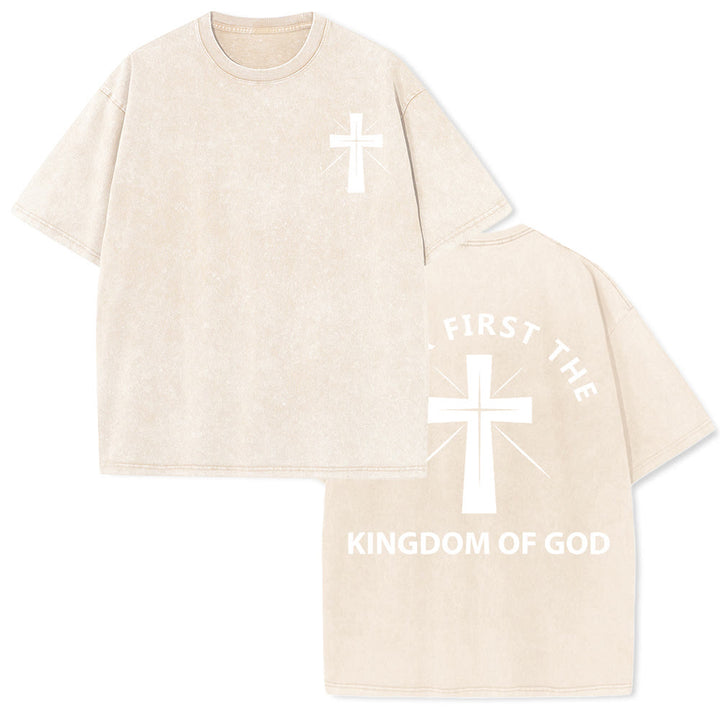 Christianartworkshop Seek First the Kingdom of God Unisex Washed T-Shirt - Apricot - 5XL - image 12