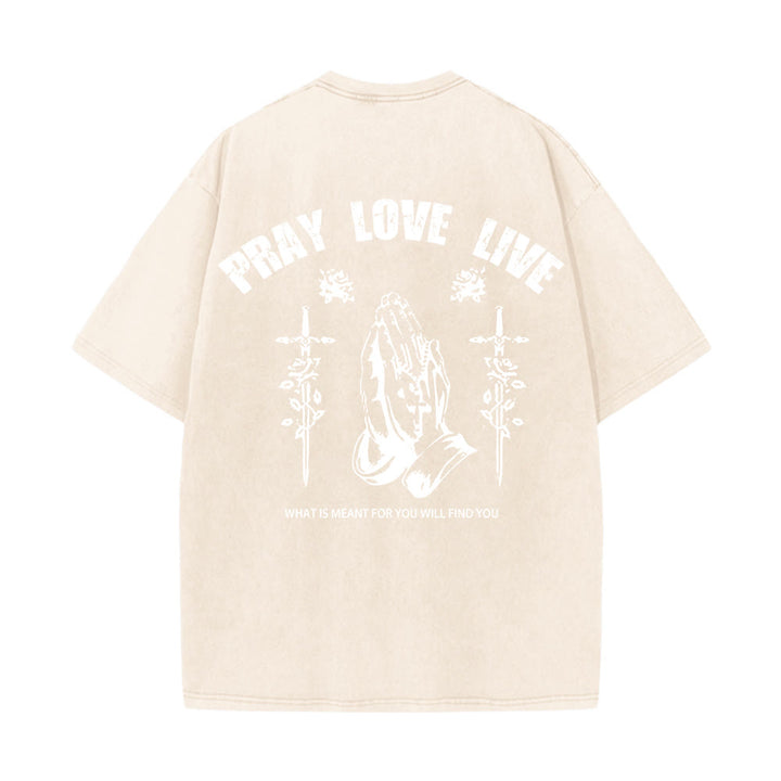 Christianartworkshop God Willing Pray Love Live Unisex Washed T-Shirt - image 19