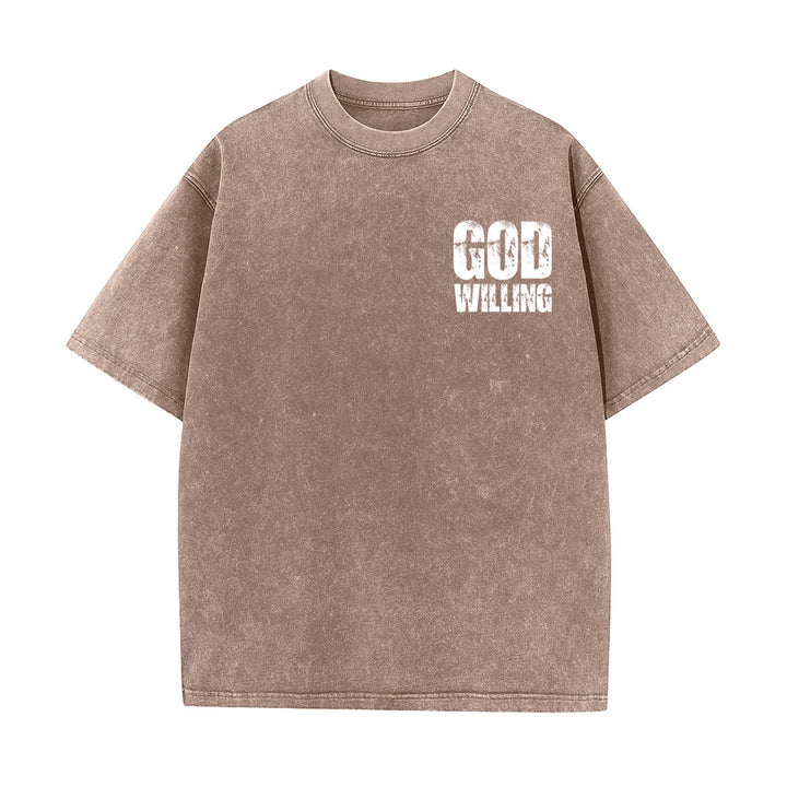 Christianartworkshop God Willing Pray Love Live Unisex Washed T-Shirt - image 17