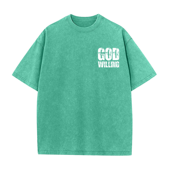 Christianartworkshop God Willing Pray Love Live Unisex Washed T-Shirt - image 11