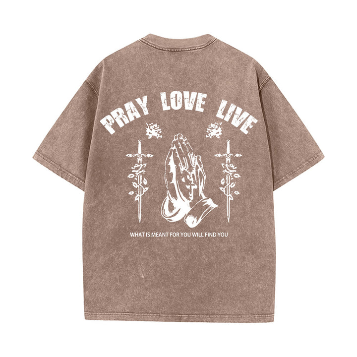 Christianartworkshop God Willing Pray Love Live Unisex Washed T-Shirt - image 16