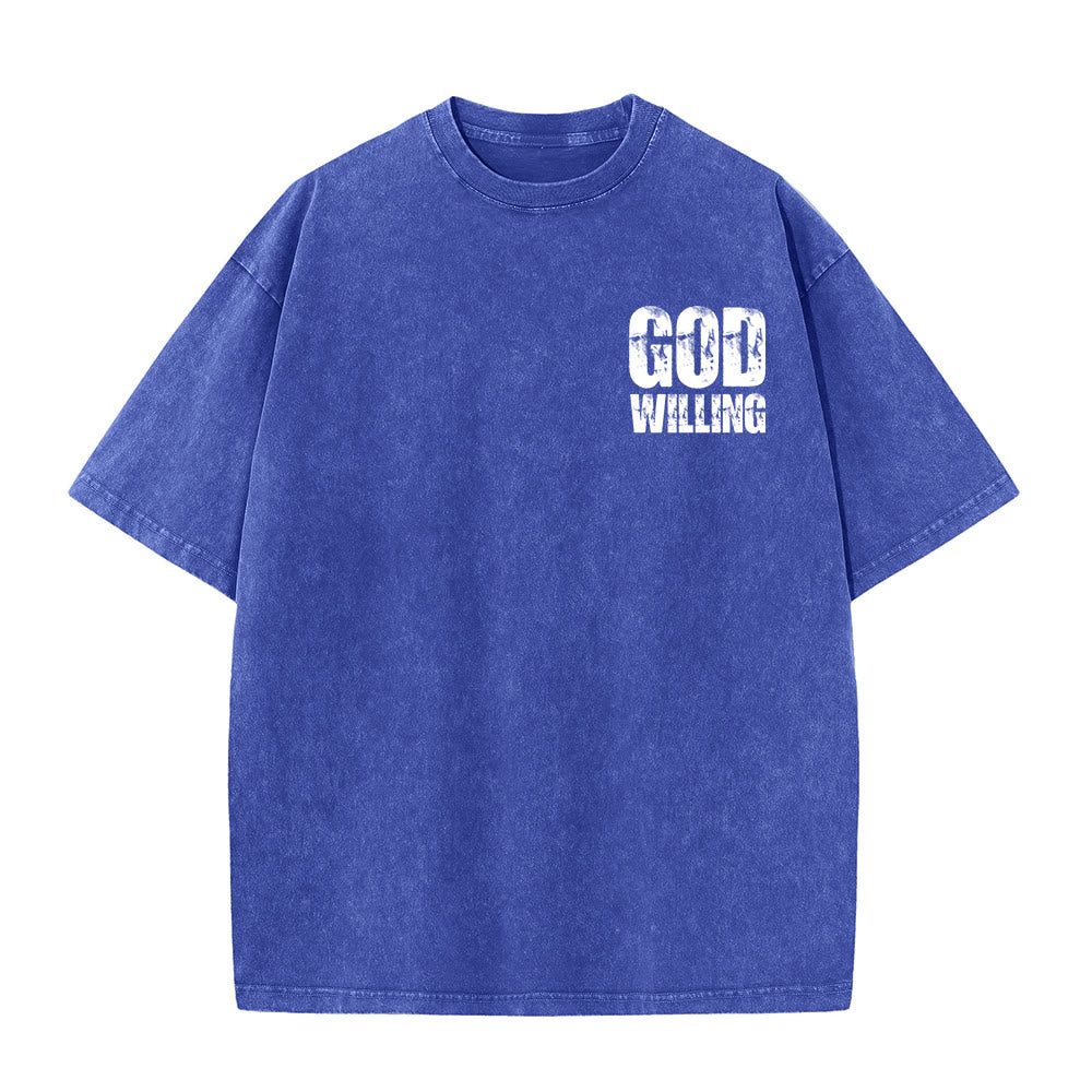 Christianartworkshop God Willing Pray Love Live Unisex Washed T-Shirt - image 2
