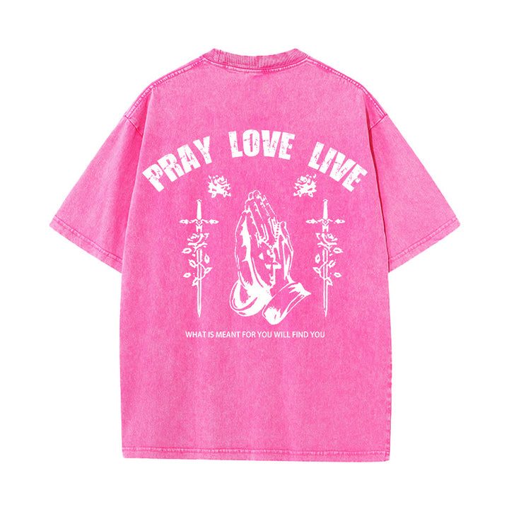 Christianartworkshop God Willing Pray Love Live Unisex Washed T-Shirt - image 25