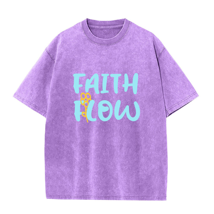 Christianartworkshop Faith Flow Floral Unisex Washed T-Shirt - Purple - 5XL - image 0