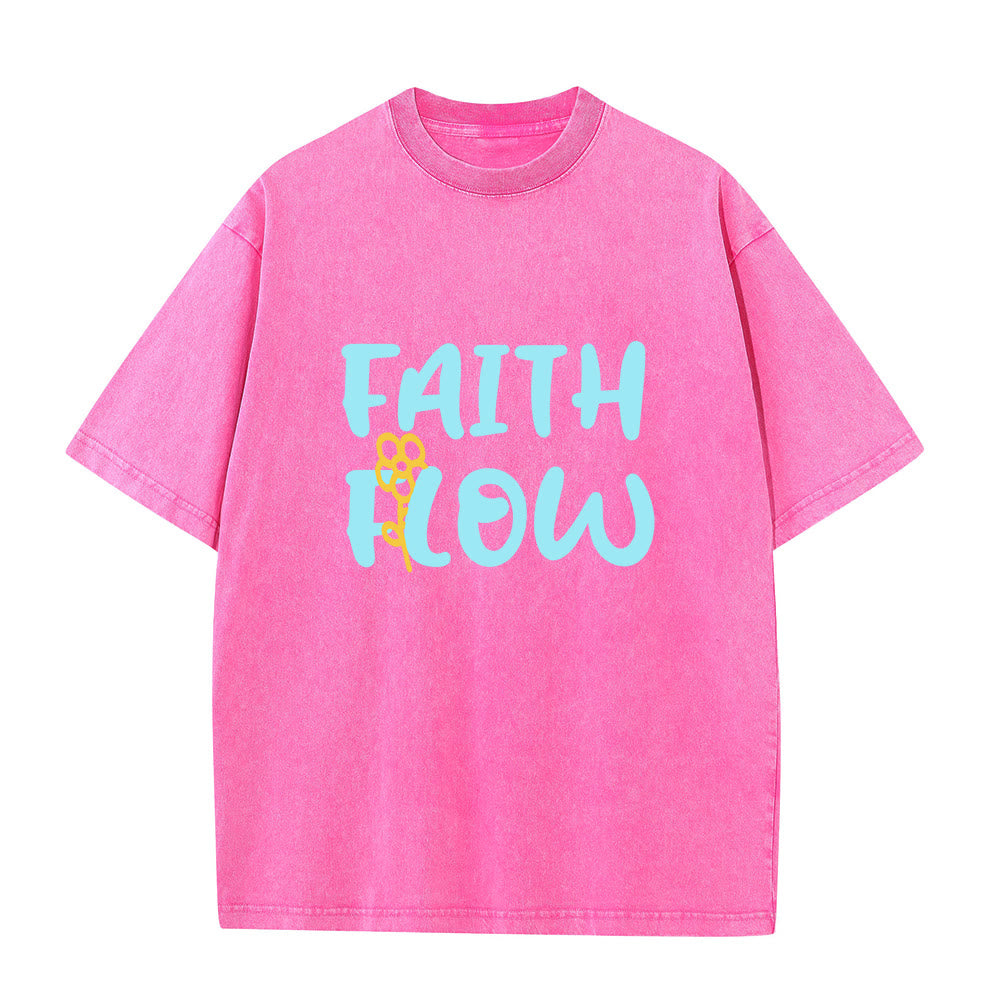 Christianartworkshop Faith Flow Floral Unisex Washed T-Shirt - Pink - 5XL - image 8