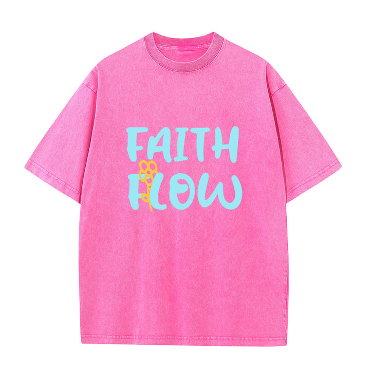 Christianartworkshop Faith Flow Floral Unisex Washed T-Shirt - Pink - 5XL - image 8