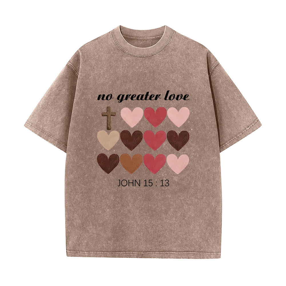 Christianartworkshop No Greater Love John 15:13 Cross Hearts Unisex Washed T-Shirt - Brown - 5XL - image 5
