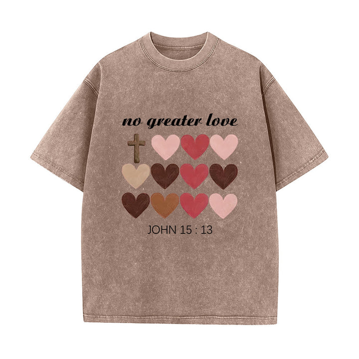 Christianartworkshop No Greater Love John 15:13 Cross Hearts Unisex Washed T-Shirt - Brown - 5XL - image 5
