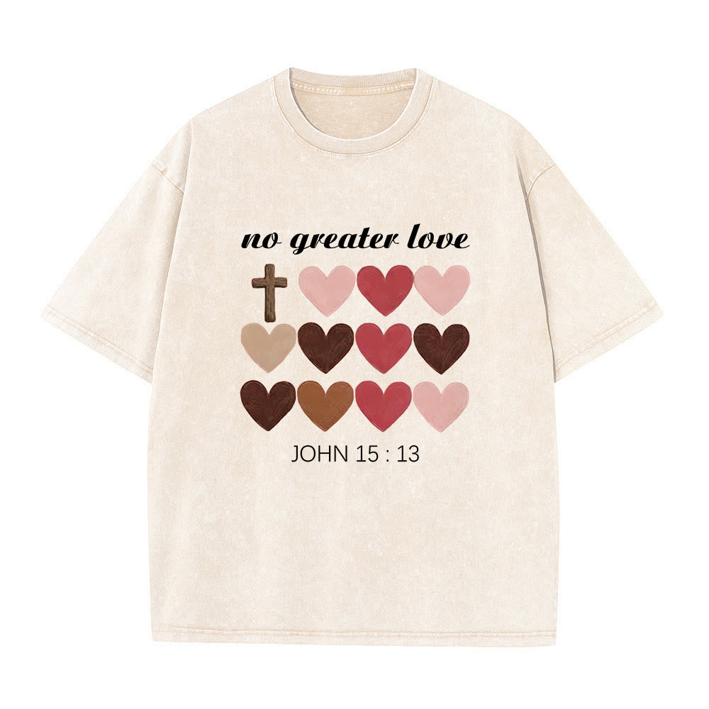 Christianartworkshop No Greater Love John 15:13 Cross Hearts Unisex Washed T-Shirt - Beige - 5XL - image 6