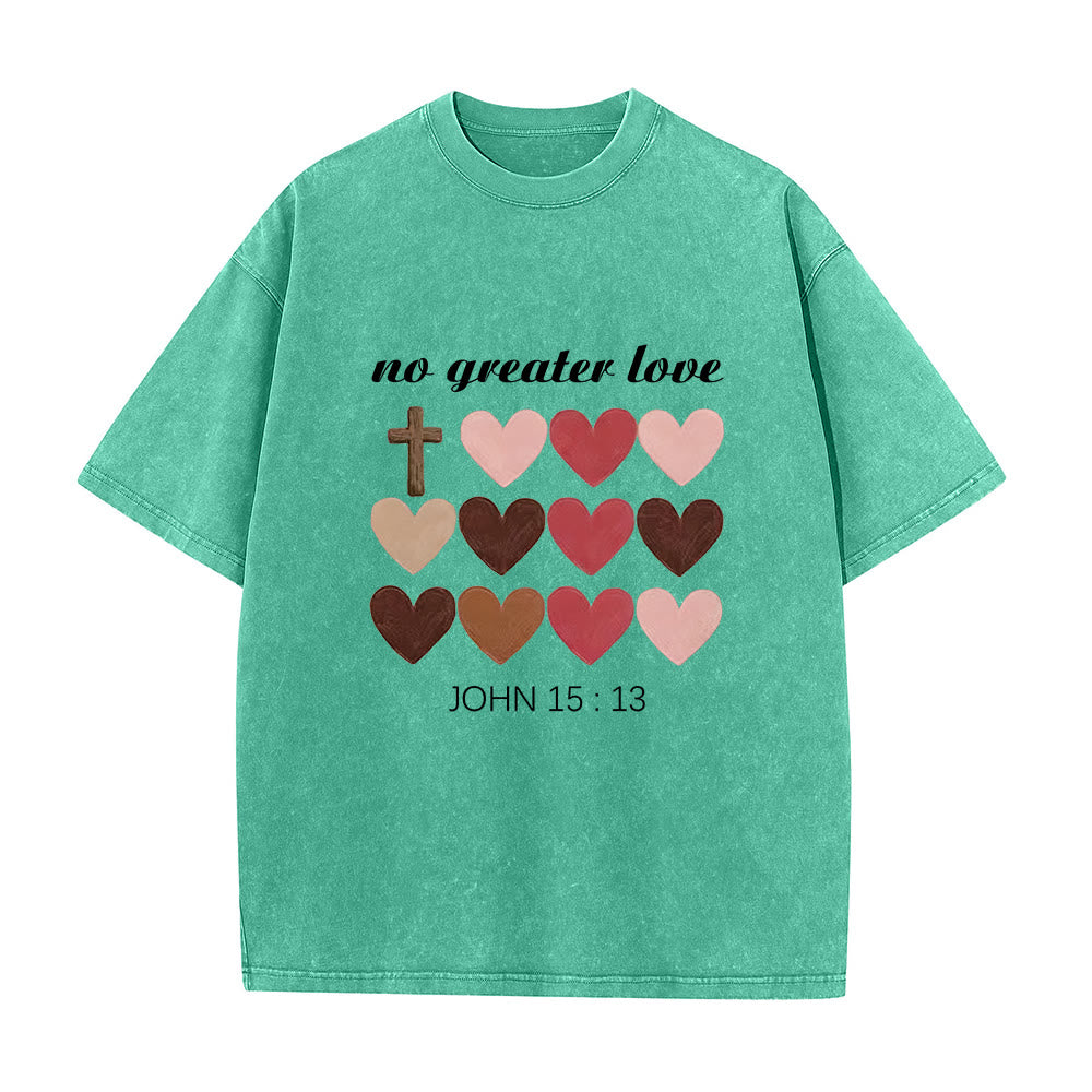 Christianartworkshop No Greater Love John 15:13 Cross Hearts Unisex Washed T-Shirt - Green - 5XL - image 3