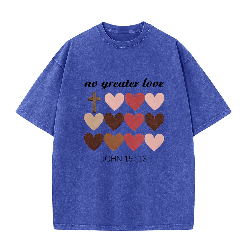 Christianartworkshop No Greater Love John 15:13 Cross Hearts Unisex Washed T-Shirt - Blue - 5XL - image 7