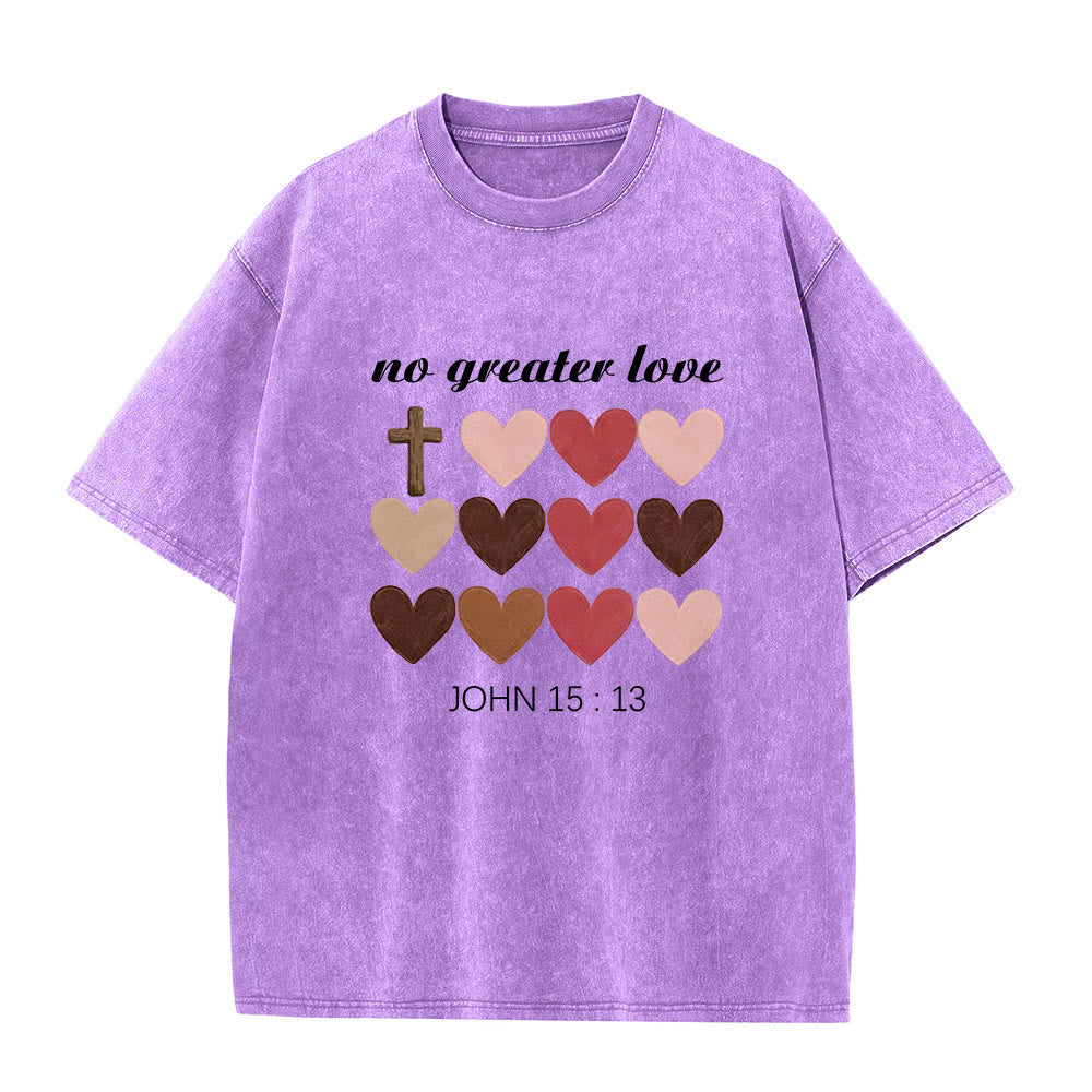 Christianartworkshop No Greater Love John 15:13 Cross Hearts Unisex Washed T-Shirt - Purple - 5XL - image 8