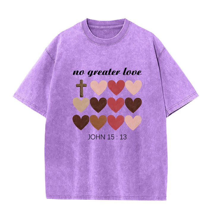 Christianartworkshop No Greater Love John 15:13 Cross Hearts Unisex Washed T-Shirt - Purple - 5XL - image 8