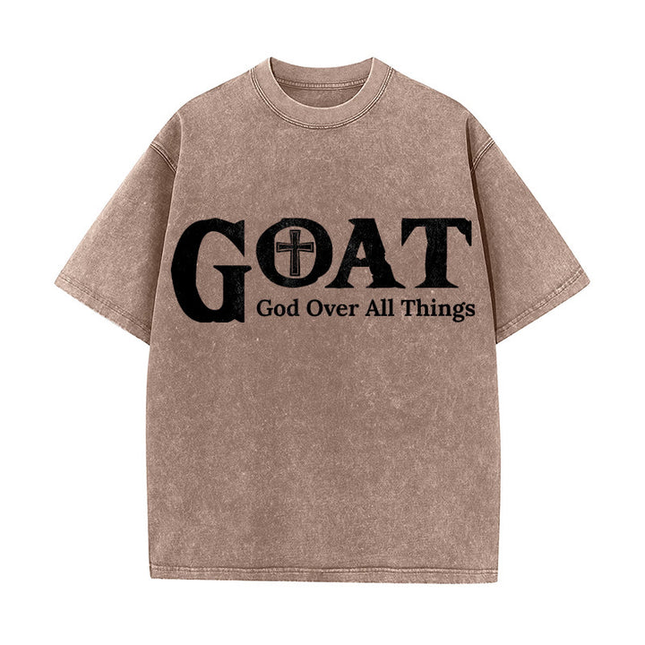 Christianartworkshop GOAT God Over All Things Unisex Washed T-Shirt - Brown - 5XL - image 4