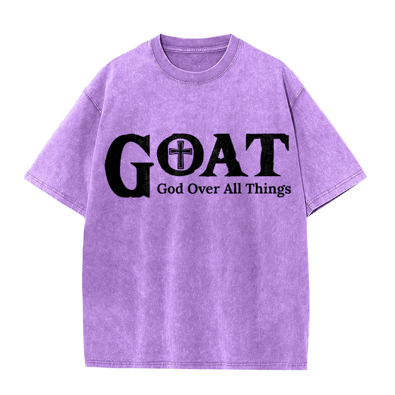 Christianartworkshop GOAT God Over All Things Unisex Washed T-Shirt - Purple - 5XL - image 7