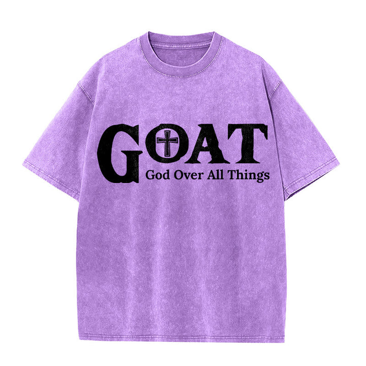 Christianartworkshop GOAT God Over All Things Unisex Washed T-Shirt - Purple - 5XL - image 7