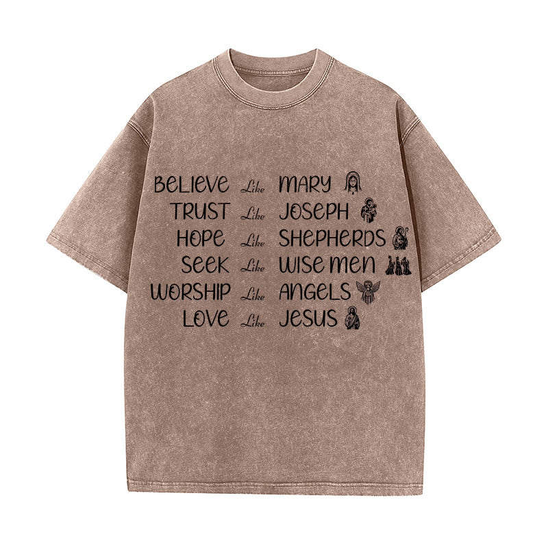 Christianartworkshop Bible Heroes Faith Statement Unisex Washed T-Shirt - Brown - 5XL - image 4