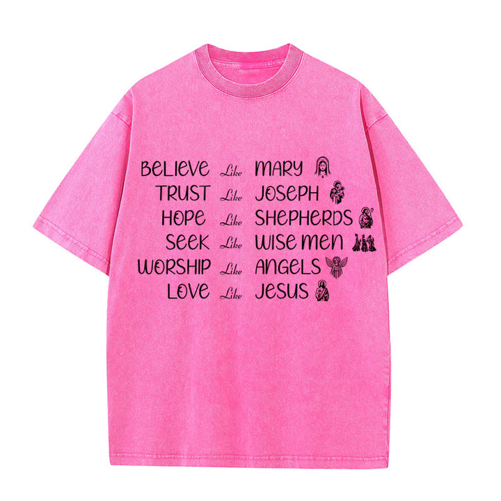 Christianartworkshop Bible Heroes Faith Statement Unisex Washed T-Shirt - Pink - 5XL - image 8