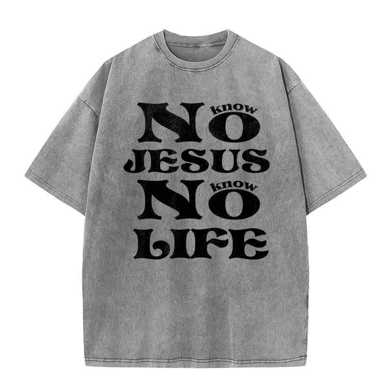 Christianartworkshop No Jesus No Life Unisex Washed T-Shirt - Grey - 5XL - image 1