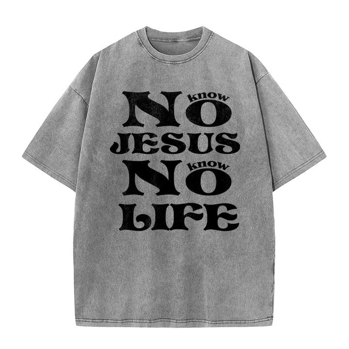 Christianartworkshop No Jesus No Life Unisex Washed T-Shirt - Grey - 5XL - image 1